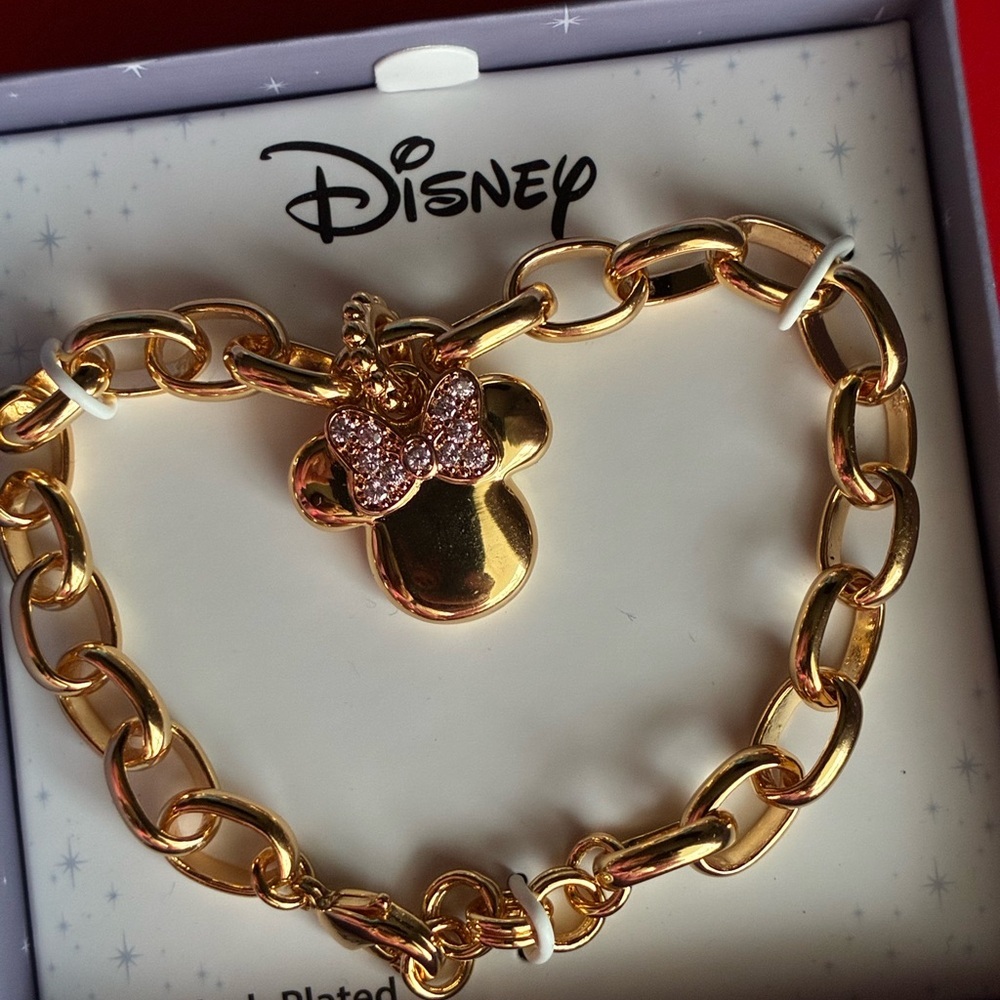 Disney Gold Bracelet with Pink Bow Charm - Picture 4 of 6